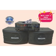 BGM Karaoke Amplifier J-3U & Speaker System MB-800NEW with Microphone 2pc (F.O.C)