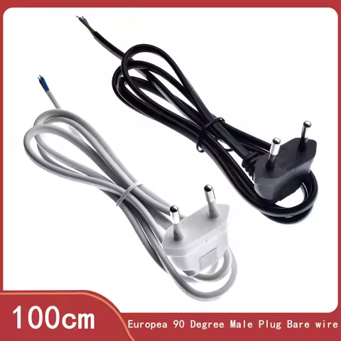 90 Degree EU Plug Power Cable1m Pigtail Wire Euro Power Extension Cord AC Cable For Socket Lamp Bulb