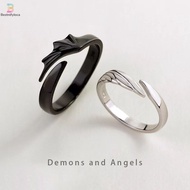 【Bestnifyloca】Devil And Angel Couple Ring Open Ring Light Extravagant Wing Pair Ring
