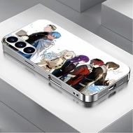Frieren art 08 Luxury Plated Frame Glass Phone Case For Samsung Galaxy S22 S23 S24 S25 Ultra A22 A23
