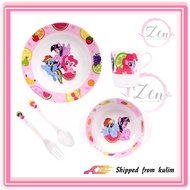 My Little Pony Meal Melamine Meal Set Meal Tray - Plate, Soup Bowl, Handle Bowl, Mug, Cup, Fork & Sp
