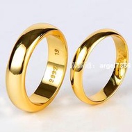 【免運】【爆款~戒指】越南沙金戒指鋼印6666光面素金男女黃金色閉口戒指情侶對戒不掉色