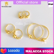 gold earrings 916 indian 916 gold earrings earring for women Earring "Disco Boba" 10mm-20mm 999.9 Bangkok Gold Plated Loop Earring(Subang Bulat Emas Bangkok)anting anting perempuan earing korean style