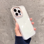 iphone16 Golden Shield Transparent Contrast Color Metal Button Shock-Resistant Protective Case Suita