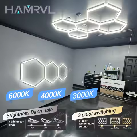Dimmable Garage Hexagon Led Lighting 3000K4000K6000K 3 change color for Barber Workshop Office Gym C
