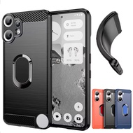 Carbon Fiber Silicone Back Case For Nothing CMF Phone 2 Pro Magnetic Ring Stand Holder Soft Shockpro