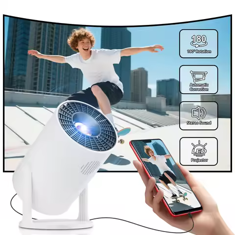 Portable Projector Support 4K Video Decode HD Projector Quick Focus Built-in Speaker Home Theater Ou