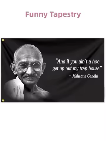 Gandhi Flag 3x5 Ft Funny Meme Man Cave Banner for Dorm Room Decor, Bedroom or Home Office Wall Hangi