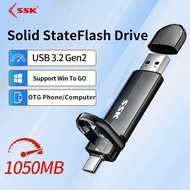 SSK 1000MB/s USB C Pendrive 1TB Thumb Drive OTG Type C Pendrive USB3.2 Thumb Drive 128G 256G 512G