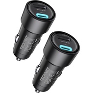 TECKNET USB C Car Charger [2Pack], 48W 2-Port Cigarette Lighter Fast Chargering, PD&QC3.0 USBC Car C