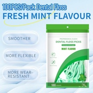 100PCS/Pack Mint Flavor Dental Floss Toothpick Double-head Dental Floss Stick Teeth Floss Cleaning B