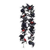 Black Halloween Rose Leaf Vines Simulated Flowers 175cm Halloween Garland Gothic Decor Realistic Art