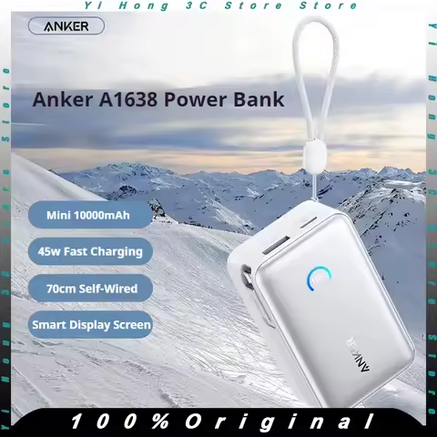 Anker A1685 10000mAh Power Bank 45W Two-Way Fast Charging Portable Powerbank Self With Cable Mobile 