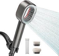 Nooriscuit Filtered Shower Head with Handheld - Hard Water Filtered ShowerHead with ACF Carbon Fiber Filter Cartridge (Replaceable) (Black)