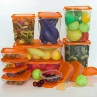 Ikea Food container Bekas Makanan, set of 17, transparent, orange