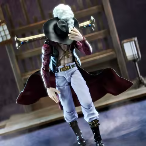 ONE PIECE SHF Anime NEW Handmade Hawkeye Dracule Mihawk hem of a skirt Built In Iron Wire Is Suitabl