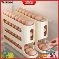 [YW]✯4-Tier Egg Holder for Fridge Auto-Rolling Eggs Dispenser Space Saving Egg Organizer Holds 30 Eg