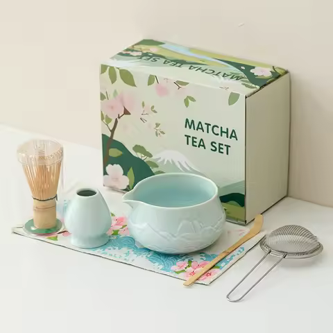 NEW Macha whisk set Ceramic Relief Mountain Macha Bowl Macha Set Macha Bowl Drink with Mouth