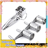 【D&F】Rotary Cheese Grater 3 Drums Set Stainless Steel Kitchen Tool Cheese Slicer Cheese Butter Slice