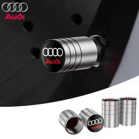 4Pcs Aluminum Car Wheel Tire Air Valve Caps Dust Cover with Color Brand Logo for AUDI RS S SLINE A4 