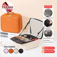 Teemo Multifunction Makeup Cosmetic Bag LED Mirror Portable Hand Held Large Professional Bag Beg Kos
