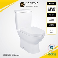 BANOVA / DOCASA Close-Couple WC Toilet Bowl S-Trap Wash Down Water Closet with Ceramic Cistern Tandas Duduk 10 Inch 250mm