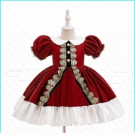 YT2 2025 Christmas kids dress satin festival princess Lantern sleeve skirt YT2