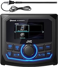 JVC Marine Bluetooth AM/FM/WB Radio Stereo Digital Media Receiver Bundle Combo with Long Range Black Radio Antenna