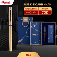 Pentel RS3 Premium Signing Pen 0.8mm Nib Blue Ink 2 Colors Gold and Silver Case