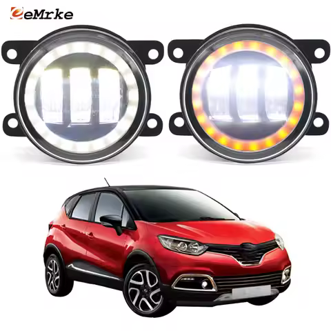 Led Fog Lights Assembly PTF 30W W/ Clear Lens for Renault Captur Samsung QM3 Car DRL Halo Turn Signa