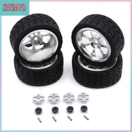 【SHGMYD】 1ชุดยางล้อขนาด65มม. ขอบล้อโลหะหกเหลี่ยม12มม. สำหรับ wltoys 144001 144010 124007 124016 1240