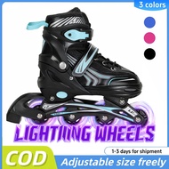 New Inline Roller Skate Shoes Sliding Inline Sneakers 4 wheels 1 Row Adjustable With Flash Wheel