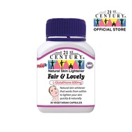 21st Century Fair &amp; Lovely - Skin Whitener, L-Glutathione 600Mg From Japan - 30 Vegetarian Capsules