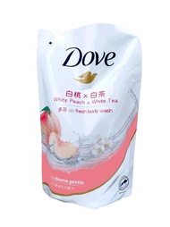 多芬DOVE go fresh 清潤沐浴乳/沐浴露 桃悅水透(補充包)-白桃x白茶(650g/袋裝)