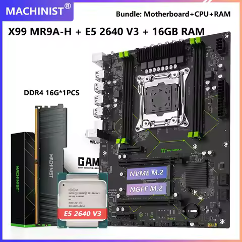 MACHINIST X99 ATX Motherboard Set Kit MR9A-H With LGA2011-3 Xeon E5 2640 V3 CPU DDR4 16GB RAM Memory