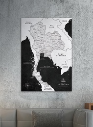 โปสเตอร์แผนที่ประเทศไทยวินเทจ: ดำ Vintage Thailand Map: Black Edition