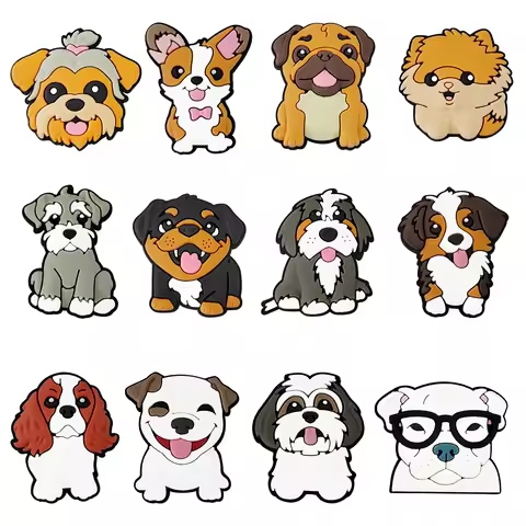 Animals Cute Dog Shoe Charms for Crocs Accessories Decoration Pin Bracelet Wristband DIY Women Gifts