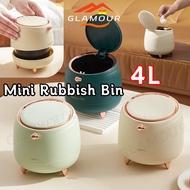 [SG] 4L Mini Rubbish Bin Small Trash Cute Dustbin With Lid Table Desktop Bin Can Desktop Dustbin Tab