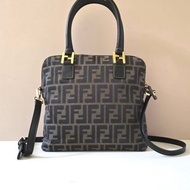 中古包 Fendi 小貝殼黑咖啡色老花單肩包 側背包 斜背包 二手包