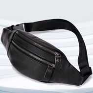 Cowhide Belt Bag Men's Multifunctional Leather Belt Bag Retro Chest Bag Waterproof Wear-Resistant Me