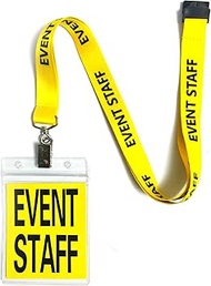 25 Set Yellow Event Staff Lanyard, with Plastic Card Holder and Pass Card, Identifiable Event Lanyar