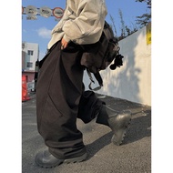 Aurocean Black Fleece Lining Sweatpants 500g Heavy Cotton Stacking Sense Machete Deconstruction Warm
