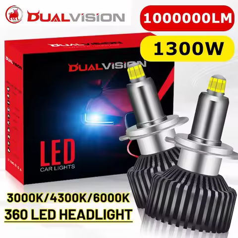 Dualvision H7 H4 H11 LED Canbus 360 1000000LM 1300W H1 9005 9006 HB3 HB4 9012 D2S D4S Turbo Bi Led P