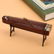 LONNG Miniature Guzheng Model, Brown Wooden Chinese Guzheng Statue, Lightweight Portable Mini Guzhen