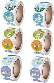 Gadpiparty 6 Rolls Easter Stickers Cute Stickers Waterbottle Stickers Bunny Wrapping Tape Sticker for Kids Round Labels Sealing Sticker for Gift Copper Plate Stickers Chick Child Water Bottle