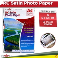 CUYI RC SATIN PHOTO PAPER 200GSM A4SIZE 20SHEETS