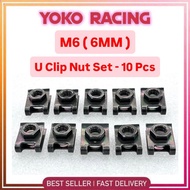 Set - 10Pcs M6 U Clip Screw Spring Nut 10 Pcs Nat Motor Motorcycle Body Cover Metal Fastener Fairing