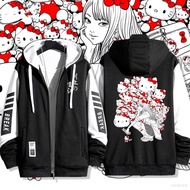 clu Junji Ito NS1 Tomie & Hello Kitty Zipper Hoodie Cardigan Sweater - Cosplay Top ulc