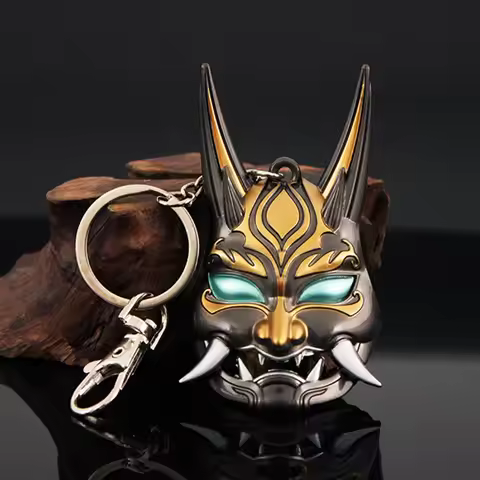 Game Genshin Impact Yasha Xiao Cosplay Costume Badge Prop Keychain Mask Alloy Metal Pendant Xmas Gif
