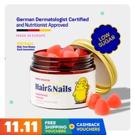 Biotin 5.000 mcg Hair Vitamin Gummy for Growth - Zinc & B5, B9, B12, E, D3, A, Formulated in Germany